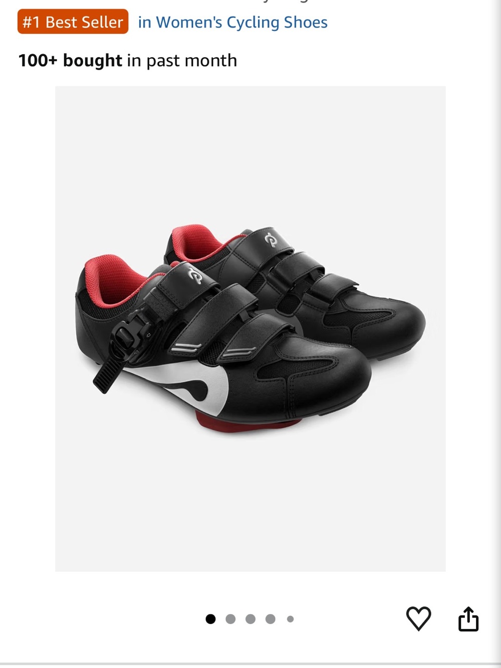 Peloton Black and Red Men's Cycling Shoes with Triple-Strap Closure
